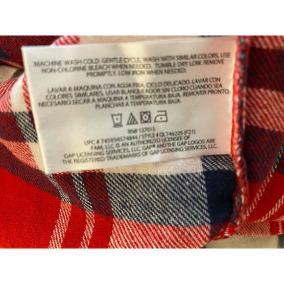 Gap Women’s Flannel Shirt Sz XL Large Red Black White Plaid Boyfriend Button Up - Picture 9 of 9